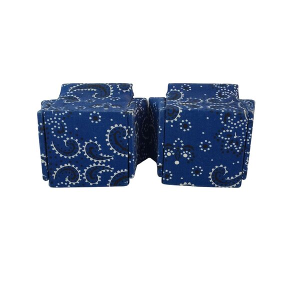 Miniature Dollhouse Blue Paisley Couch Arm Chair Set of 3 Wood Fabric Handmade - Picture 6 of 15